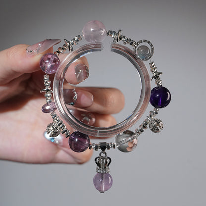 Bracelet｜"Purple Bellflower" Amethyst & Pink Quartz for Charm & Spirituality
