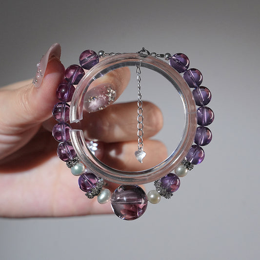 Bracelet｜"Bright Future" Brazilian Amethyst & Pearl for Academic Success