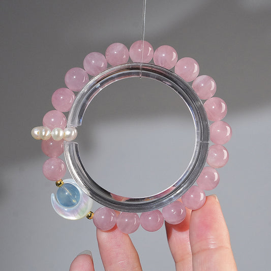 Bracelet｜"Strawberry Moon" Aquamarine & Mother of Pearl for Love & Insight