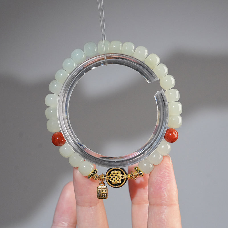 Bracelet｜"Wealth & Blessing" Hetian Jade & Black Agate for Prosperity & Harmony