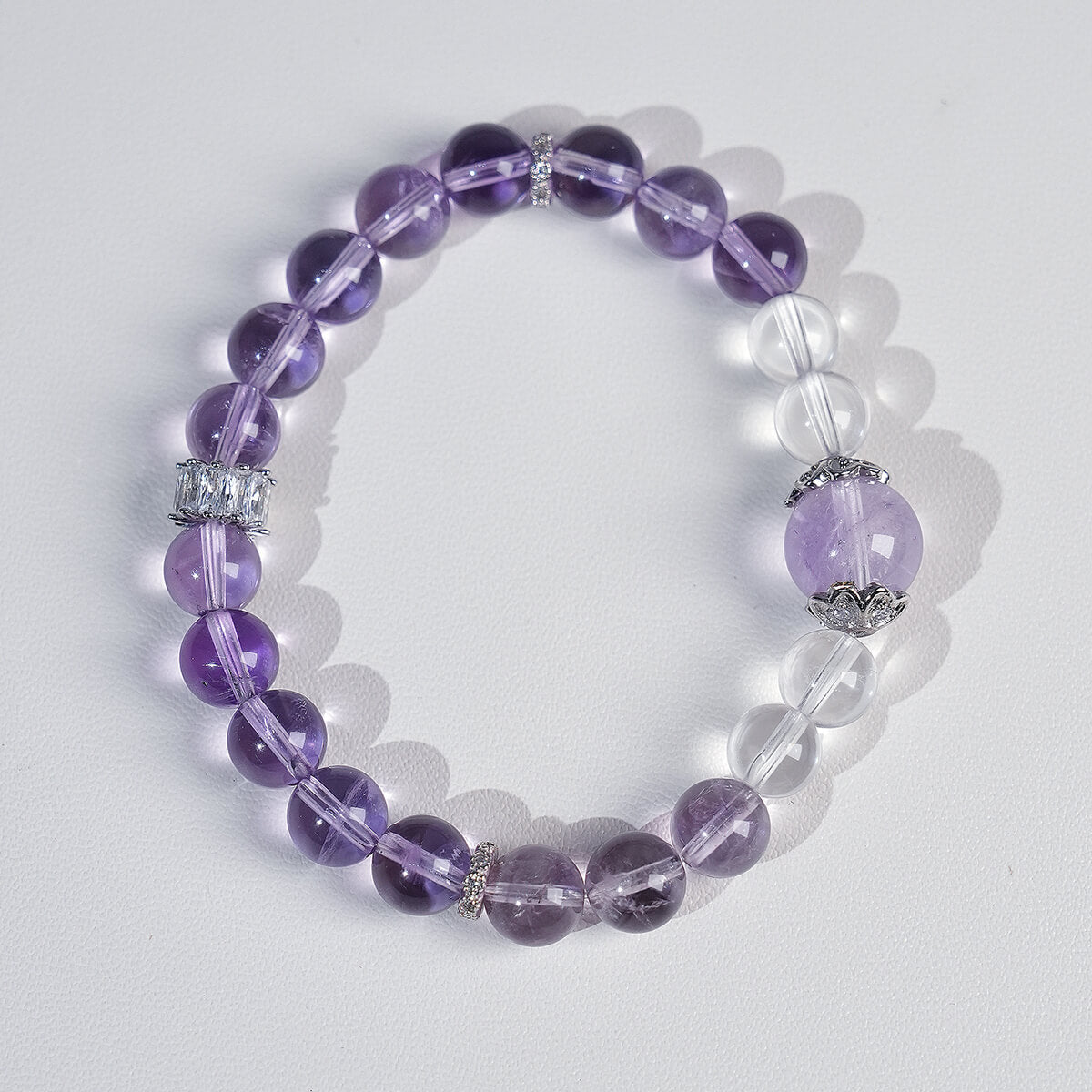 Bracelet｜"Focus & Protection" Brazilian Amethyst & Clear Quartz for Study & Protection