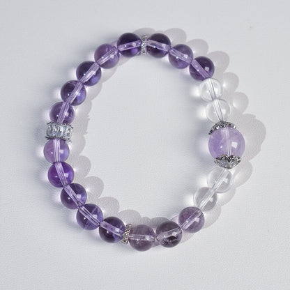 Bracelet｜"Focus & Protection" Brazilian Amethyst & Clear Quartz for Study & Protection