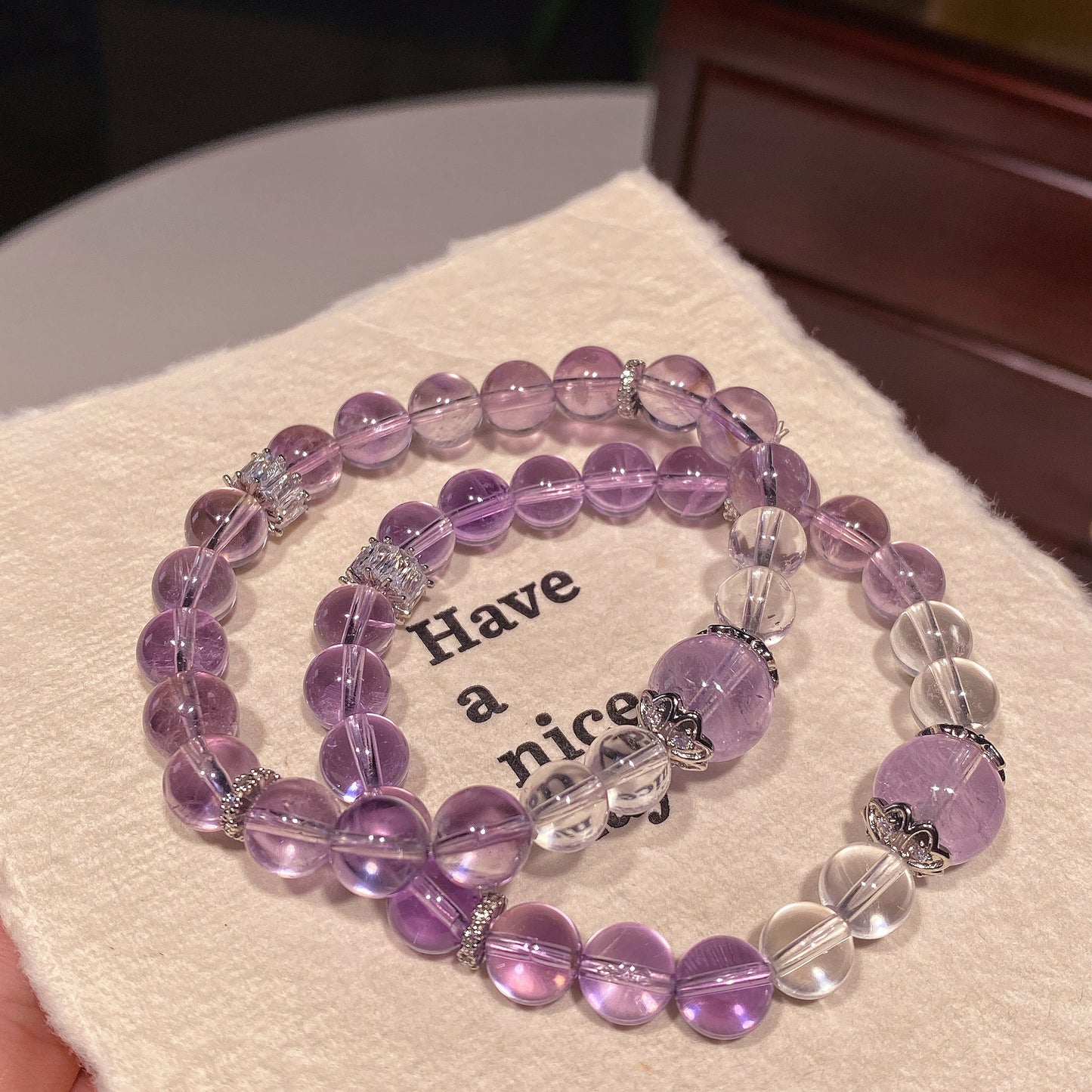 Bracelet｜"Focus & Protection" Brazilian Amethyst & Clear Quartz for Study & Protection