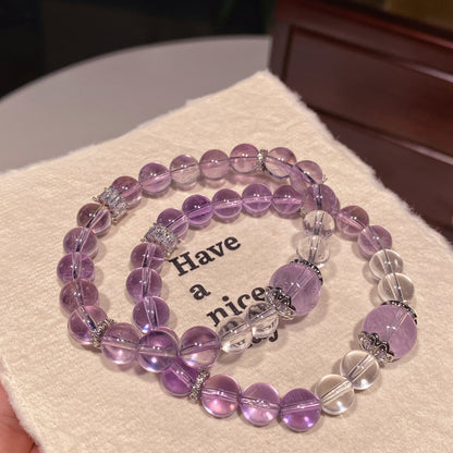 Bracelet｜"Focus & Protection" Brazilian Amethyst & Clear Quartz for Study & Protection
