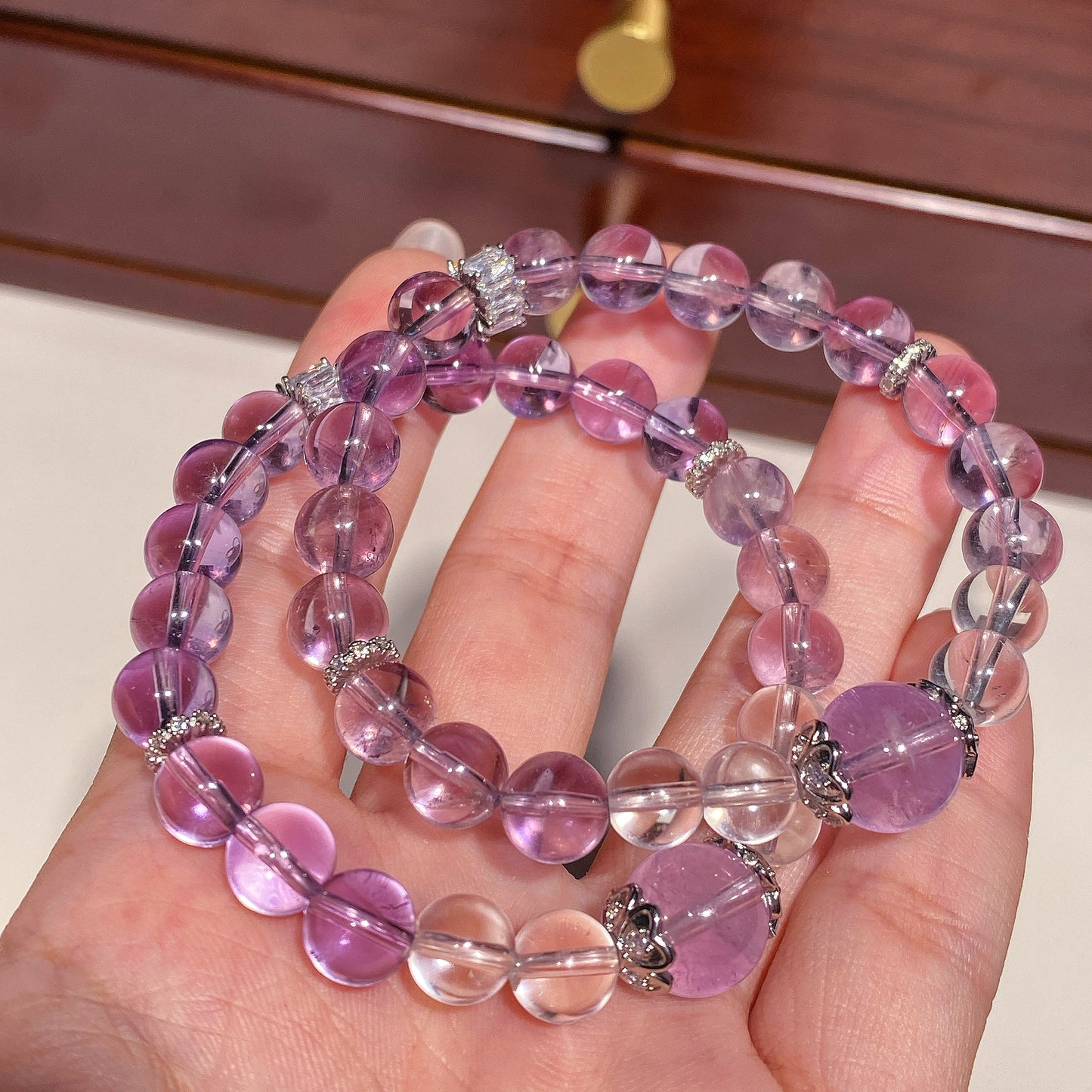 Bracelet｜"Focus & Protection" Brazilian Amethyst & Clear Quartz for Study & Protection