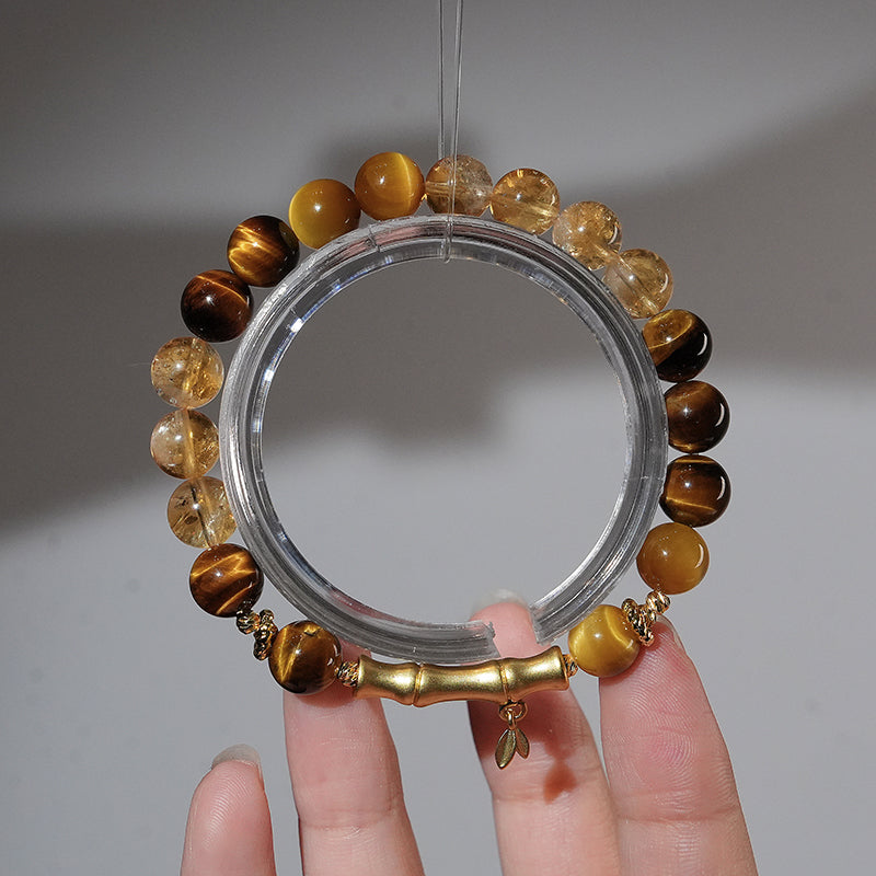 Bracelet｜"Lucky Wealth Bamboo" Tiger's Eye & Yellow Jasper for Grounded Prosperity