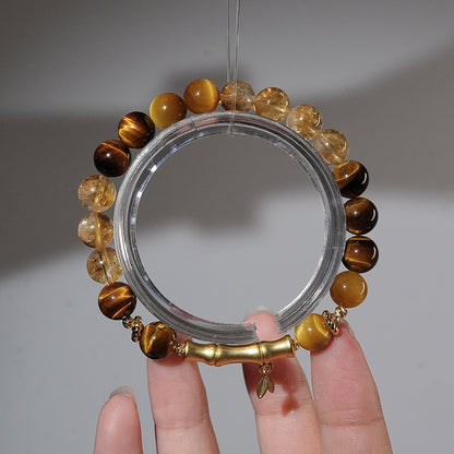 Bracelet｜"Lucky Wealth Bamboo" Tiger's Eye & Yellow Jasper for Grounded Prosperity