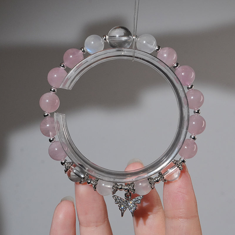 Bracelet｜"Cherry Blossom Butterfly" Moonstone & Clear Quartz for Insight & Clarity