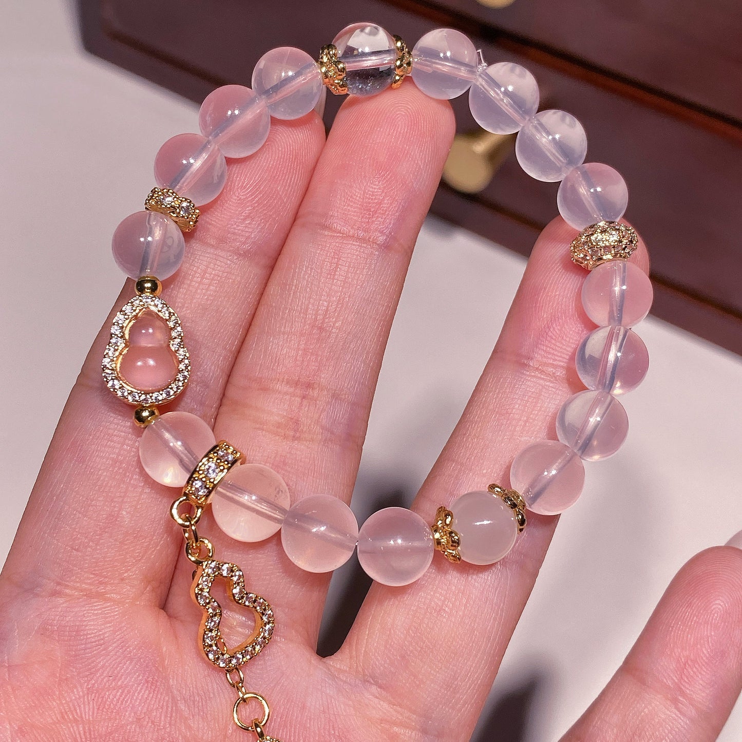 Bracelet｜"Blessing Wealth Wrap" Jelly Rose Quartz & Moonstone for Love & Fortune