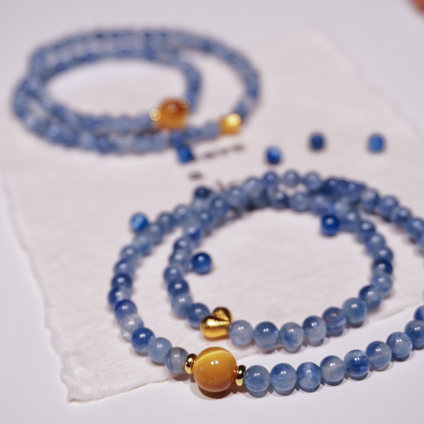Double-wrap Bracelet｜"Starry Night Breeze" Blue Kyanite & Golden Tiger Eye for Communication & Career