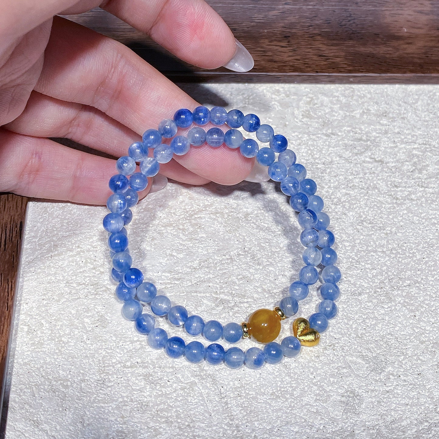 Double-wrap Bracelet｜"Starry Night Breeze" Blue Kyanite & Golden Tiger Eye for Communication & Career