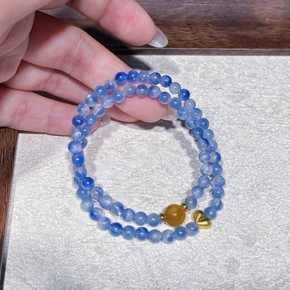 Double-wrap Bracelet｜"Starry Night Breeze" Blue Kyanite & Golden Tiger Eye for Communication & Career