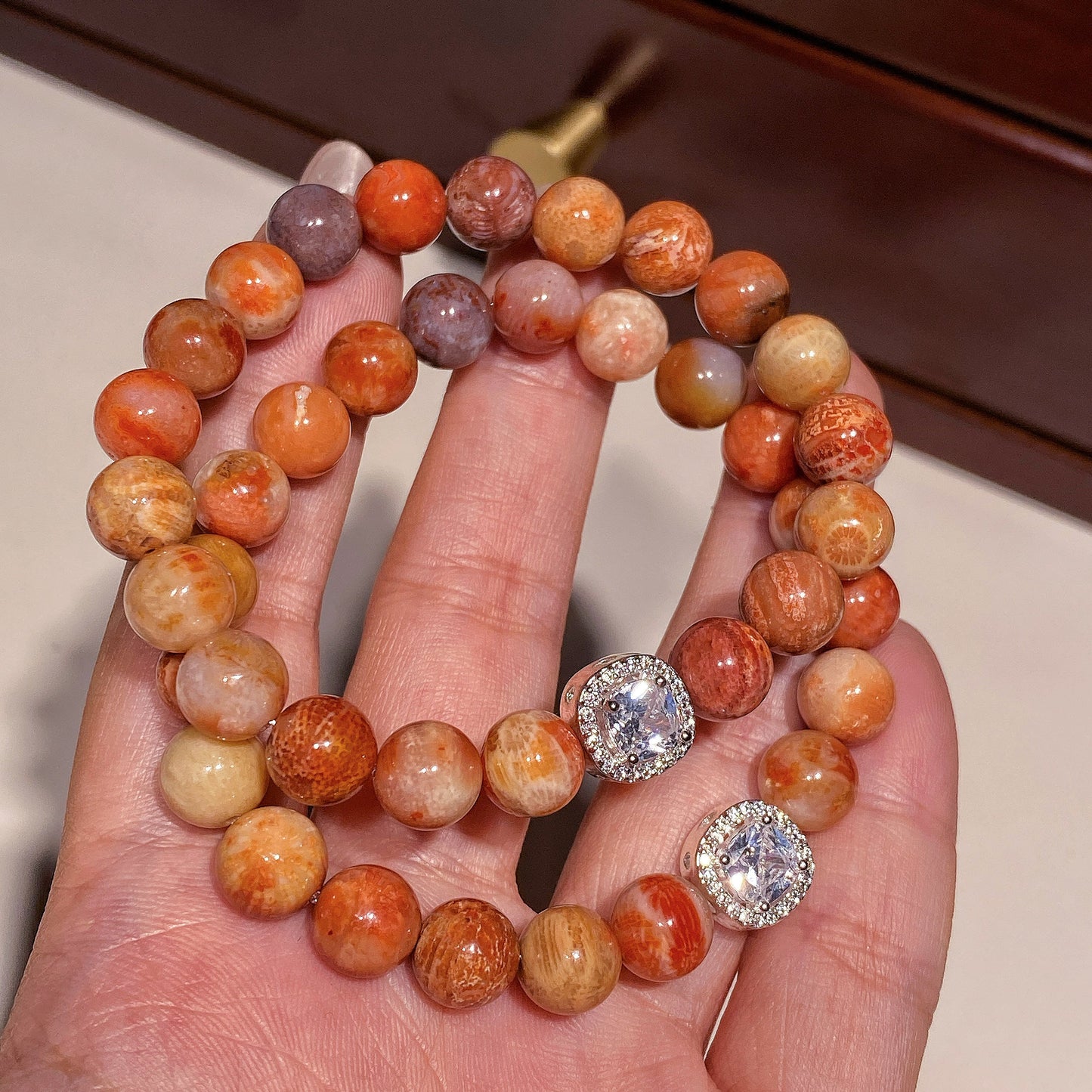 Bracelet｜"Sunset Mountain Sea" Coral Jade for Wealth & Emotional Balance
