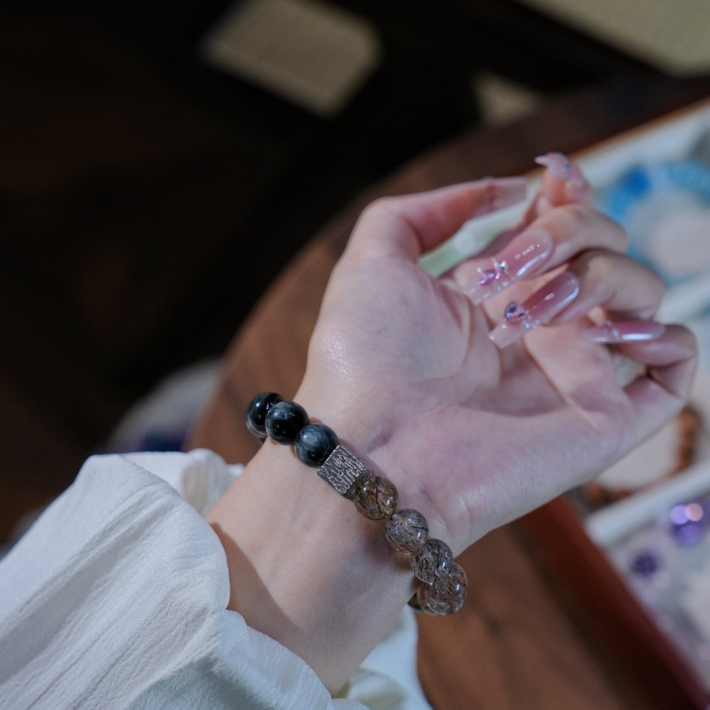 Bracelet｜"Spring Water" Hawk's Eye & Super Seven for Insight & Vitality