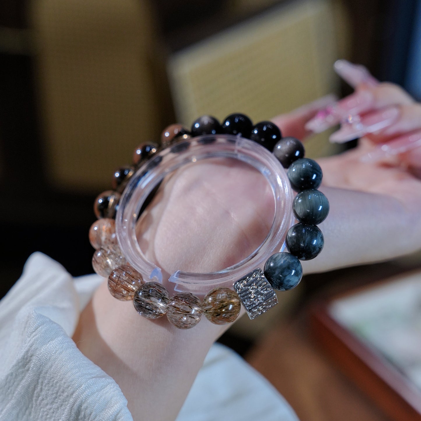 Bracelet｜"Spring Water" Hawk's Eye & Super Seven for Insight & Vitality