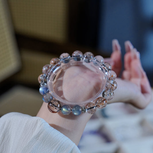 Bracelet｜"Southern Dynasty Dream" Black Gold Super Seven & Moonstone for Energy & Calm