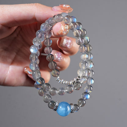 Multi-wrap Bracelet｜"Moonlit Ocean Wish" Moonstone & Aquamarine for Healing & Manifestation