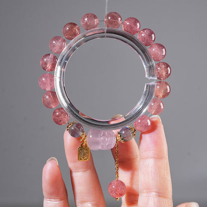 Bracelet｜"Love Guardian" Strawberry Quartz & Moonstone for Relationship Stability