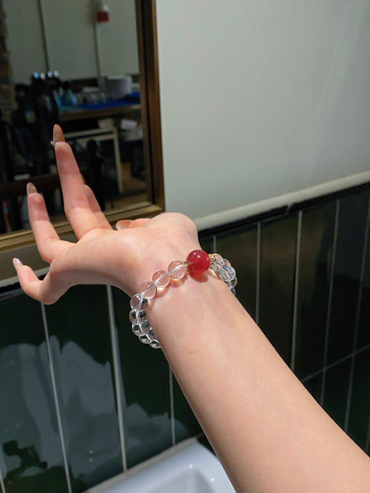 Bracelet｜"Healing Strawberry" Strawberry Quartz & Clear Quartz for Love & Protection