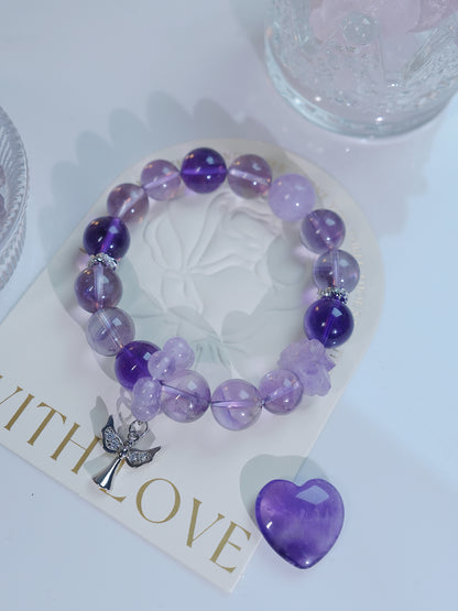 Bracelet｜"Amethyst Athena" Purple Aura Quartz for Wisdom & Guard