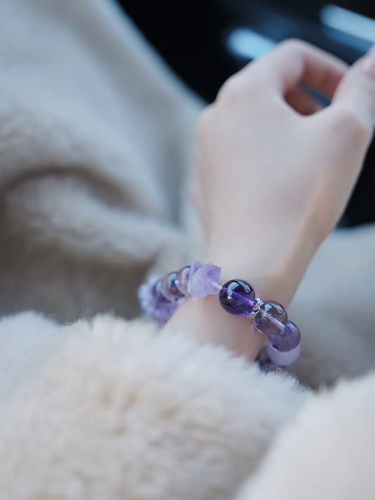 Bracelet｜"Amethyst Athena" Purple Aura Quartz for Wisdom & Guard