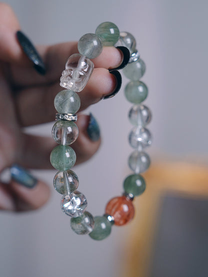 Bracelet｜"Wealth Blossom Pixiu" Green Rutilated Quartz for Prosperity & Success