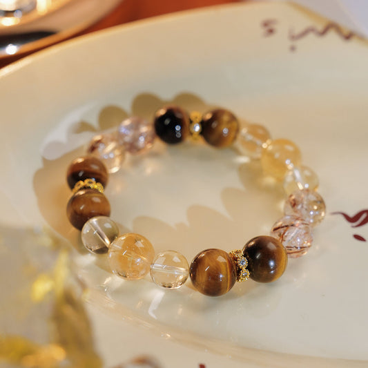 Bracelet｜"Wealth Dominator" Tiger's Eye & Yellow Quartz for Fortune & Strength