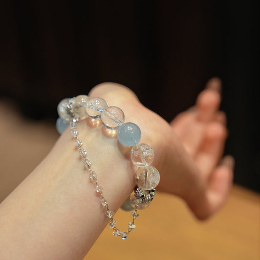 Bracelet｜"Snow Over Peaks" Auralite & Aquamarine for Purification & Healing