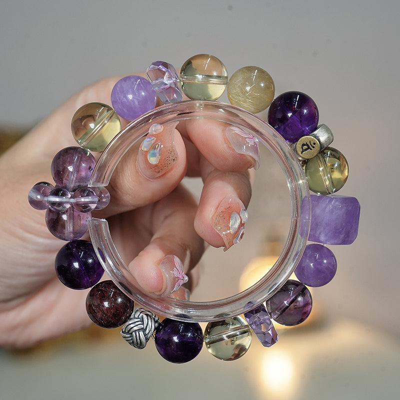 Blessed 「Monkey」 Zodiac Bracelet | Amethyst & Citrine for Wealth & Good Fortune