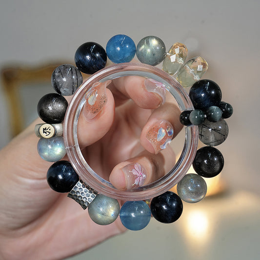 Powerful 「Tiger」 Zodiac Bracelet | Blue Crystals & Black Obsidian for Cleansing & Breaking Barriers