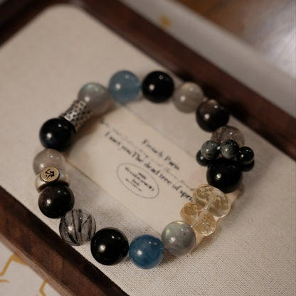 Powerful 「Tiger」 Zodiac Bracelet | Blue Crystals & Black Obsidian for Cleansing & Breaking Barriers