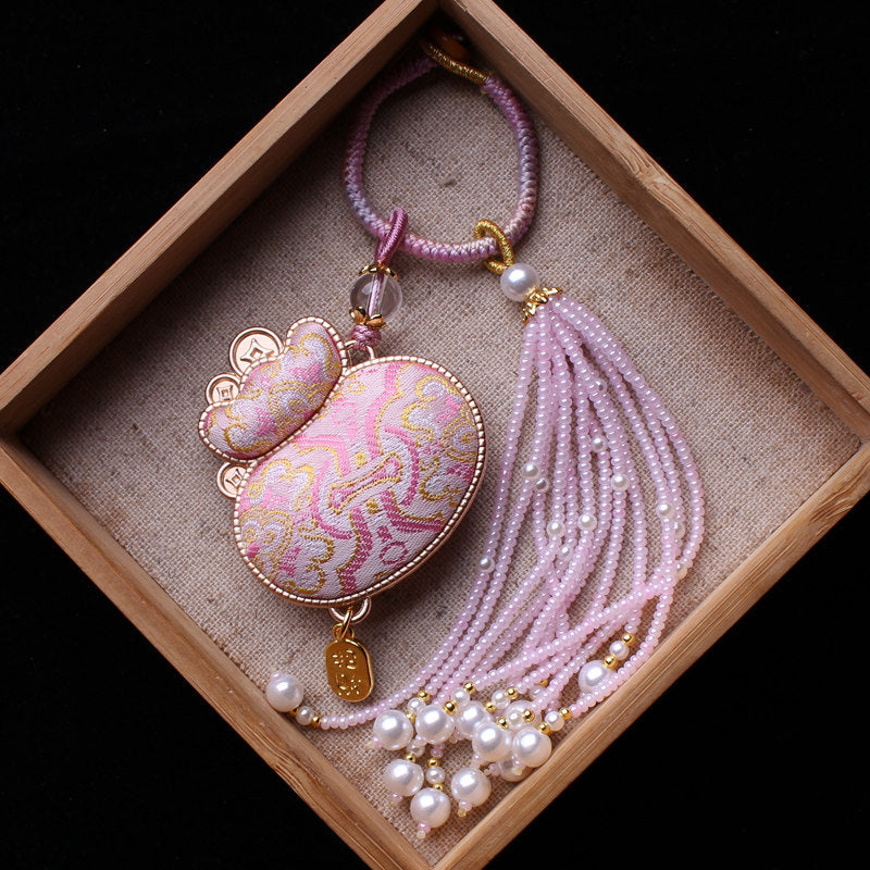 Lucky Money Bag Charm | Chinese Embroidery Song Jin Fu Dai Charm with Tassel
