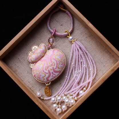 Lucky Money Bag Charm | Chinese Embroidery Song Jin Fu Dai Charm with Tassel