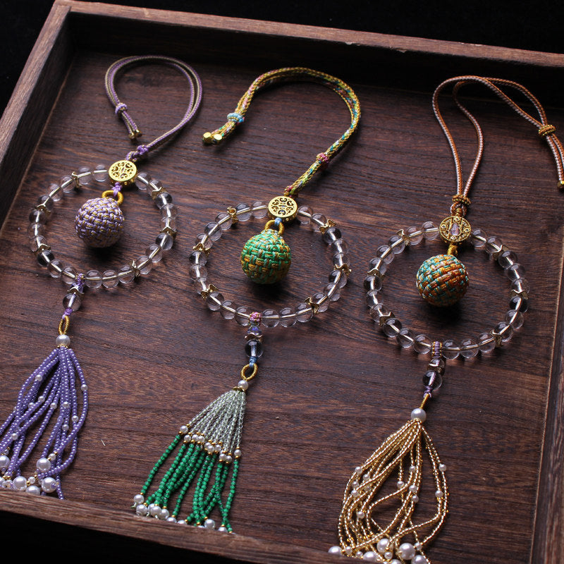 Wish-Fulfilling Sphere in Crystal Bead Halo | Song Jin Embroidery Orb Charm