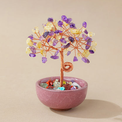 Citrine & Amethyst Feng Shui Tree | Wealth & Wisdom Crystal Tree