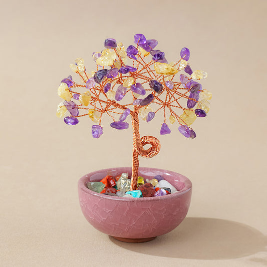 Citrine & Amethyst Feng Shui Tree | Wealth & Wisdom Crystal Tree