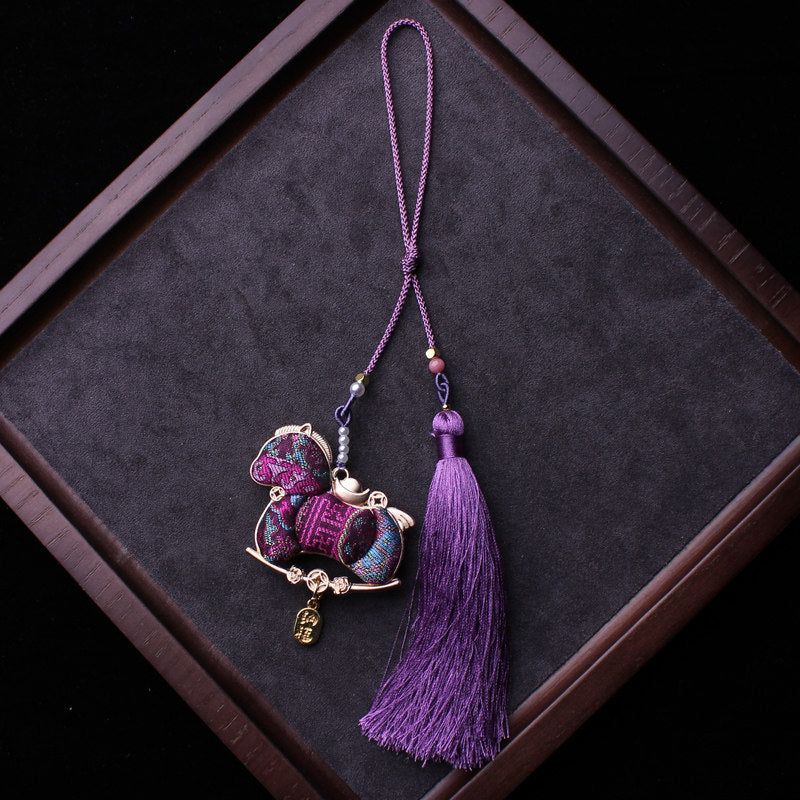 Double-Sided Embroidered Horse Charm | Tibetan Style Good Luck Charm