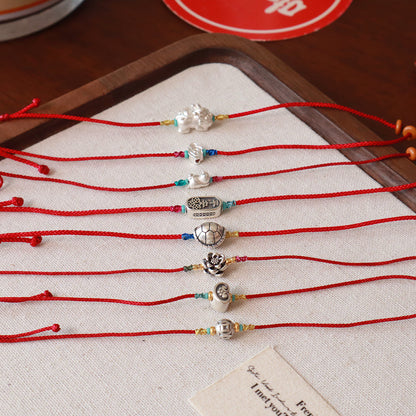 Red String Bracelet｜S925 Silver Pi Xiu Lucky Cat Lotus Ornaments