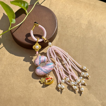 Double-Sided Gourd Charm | Chinese Embroidery Song Jin Talisman for Fortune & Protection