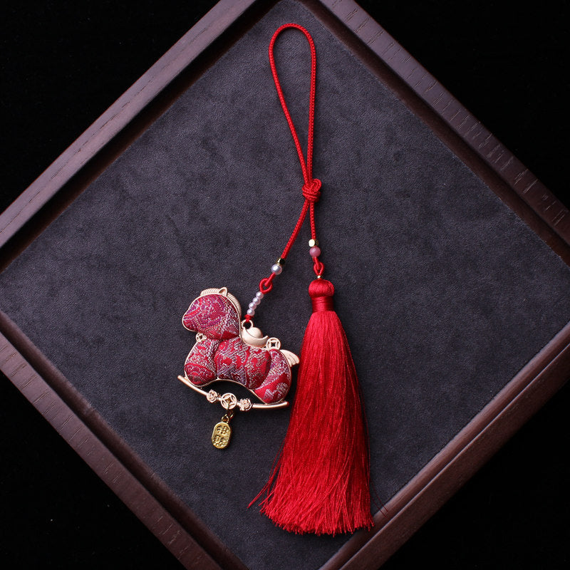 Double-Sided Embroidered Horse Charm | Tibetan Style Good Luck Charm