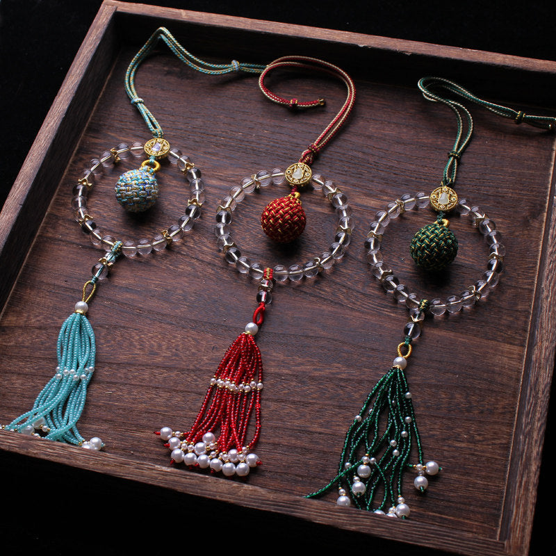 Wish-Fulfilling Sphere in Crystal Bead Halo | Song Jin Embroidery Orb Charm