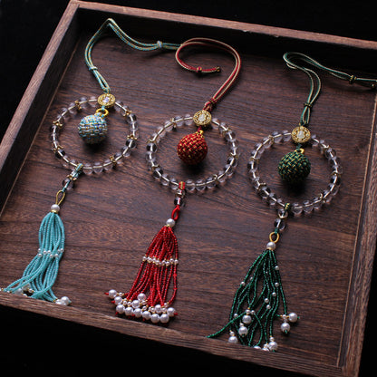 Wish-Fulfilling Sphere in Crystal Bead Halo | Song Jin Embroidery Orb Charm