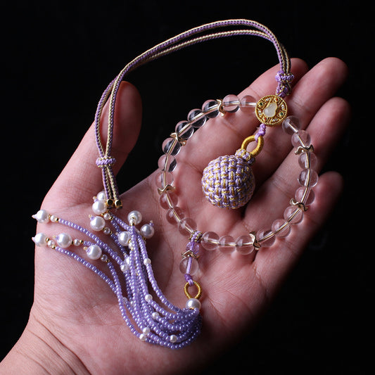 Wish-Fulfilling Sphere in Crystal Bead Halo | Song Jin Embroidery Orb Charm