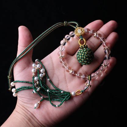 Wish-Fulfilling Sphere in Crystal Bead Halo | Song Jin Embroidery Orb Charm