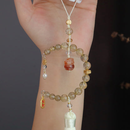 Natural Citrine & Red Aventurine Pixiu Car Charm | Feng Shui Wealth Guardian for Vehicle & Good Fortune