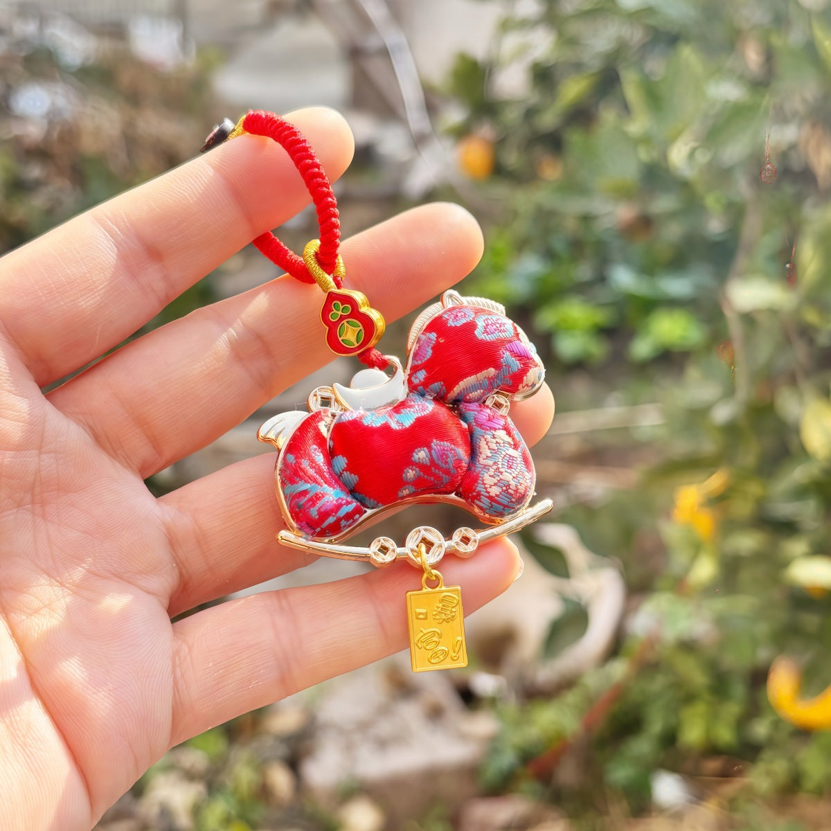 Double-Sided Horse Charm | Chinese Embroidery Song Jin Charm for Success & Speed in 2026 Year of the Horse
