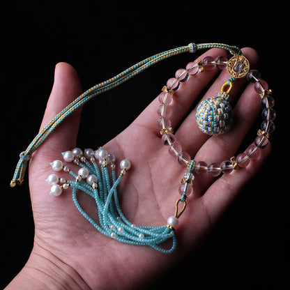 Wish-Fulfilling Sphere in Crystal Bead Halo | Song Jin Embroidery Orb Charm
