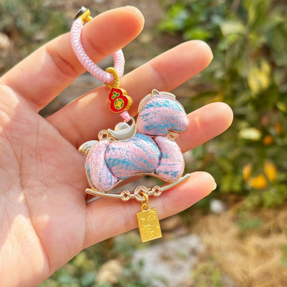 Double-Sided Horse Charm | Chinese Embroidery Song Jin Charm for Success & Speed in 2026 Year of the Horse