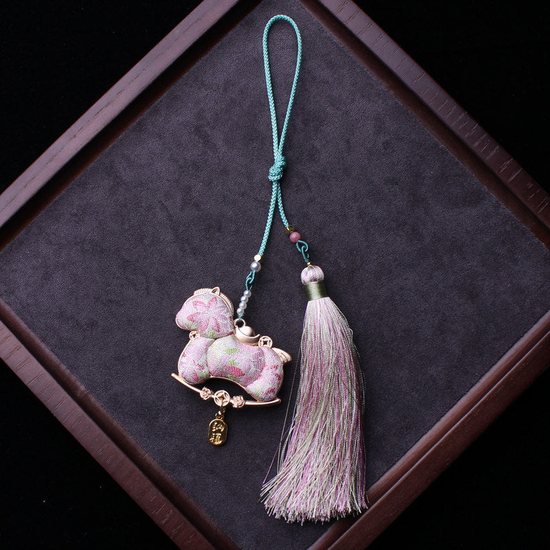 Double-Sided Embroidered Horse Charm | Tibetan Style Good Luck Charm