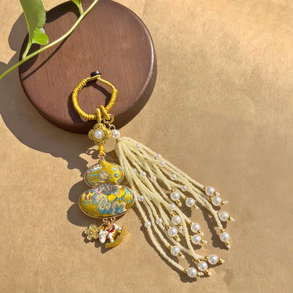 Double-Sided Gourd Charm | Chinese Embroidery Song Jin Talisman for Fortune & Protection